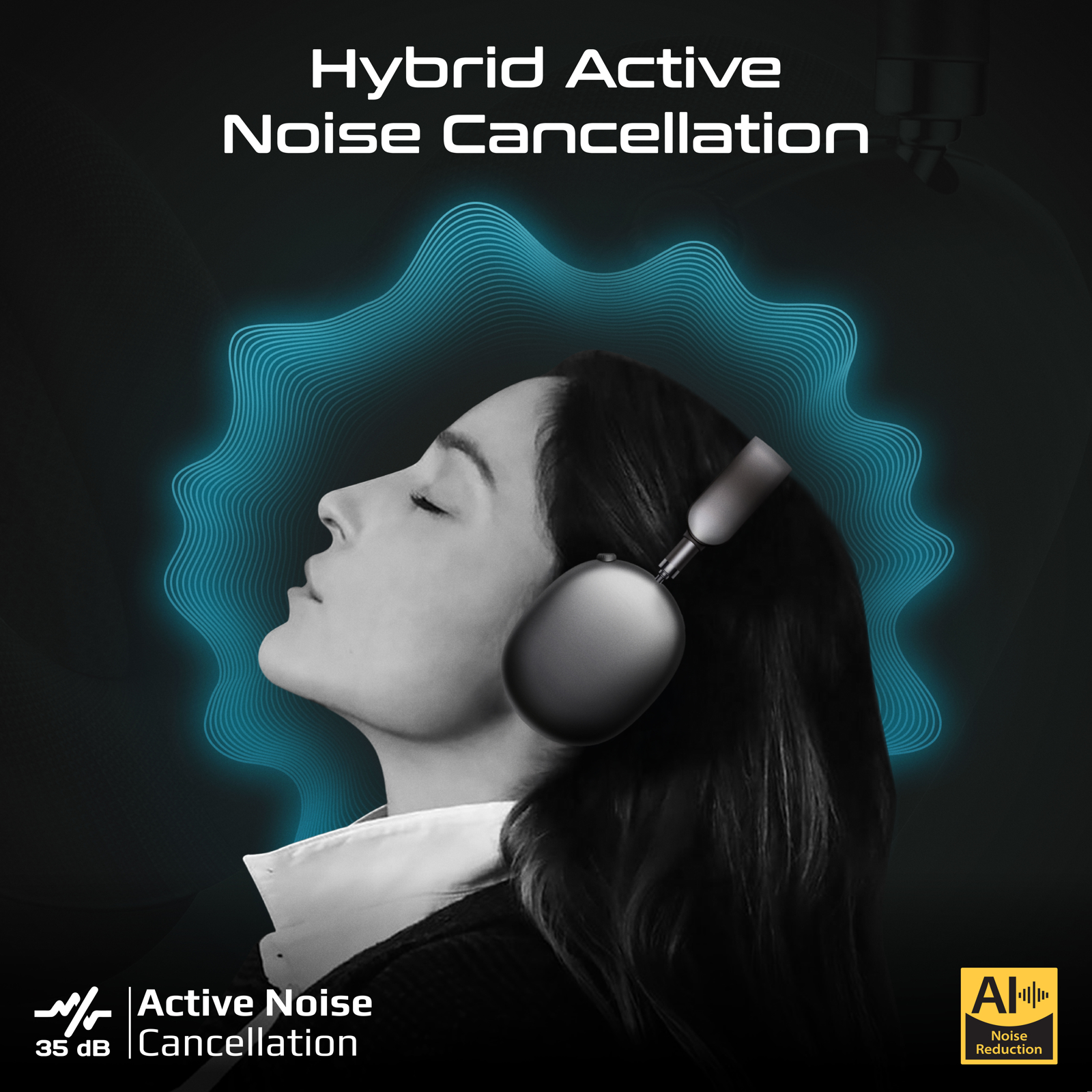 HD AI Noise Cancelling Wireless Bluetooth Headphones Up to 40hrs Playing time Soft